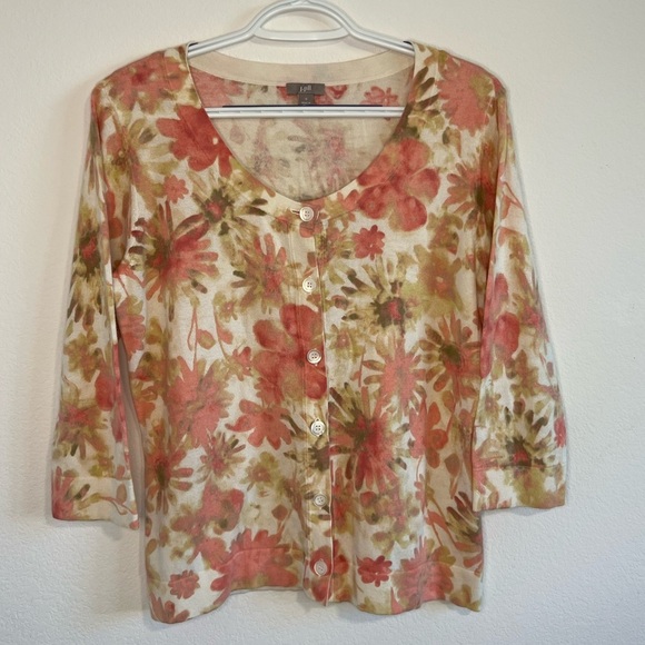J. Jill Sweaters - J Jill Women’s Floral Cardigan Size Small